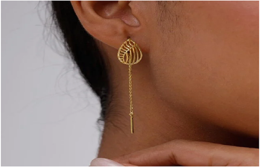Geometric Glow Gold Sui Dhaga Earrings
